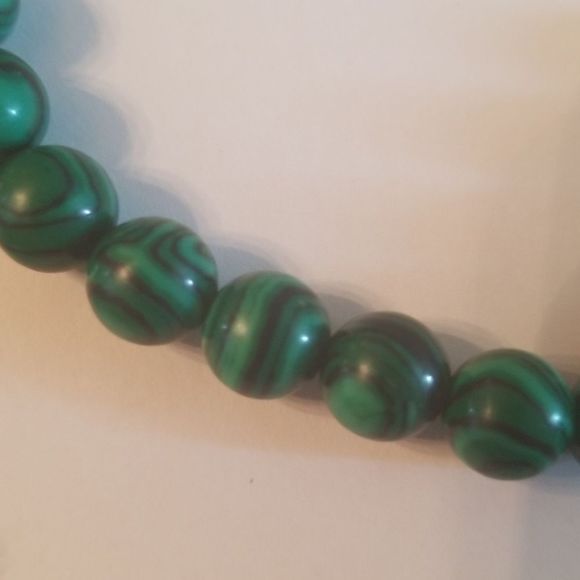 Mens 2 Pc. Green Malachite & Silverplated Expansion Bracelets Custom Made 8" - Picture 4 of 15